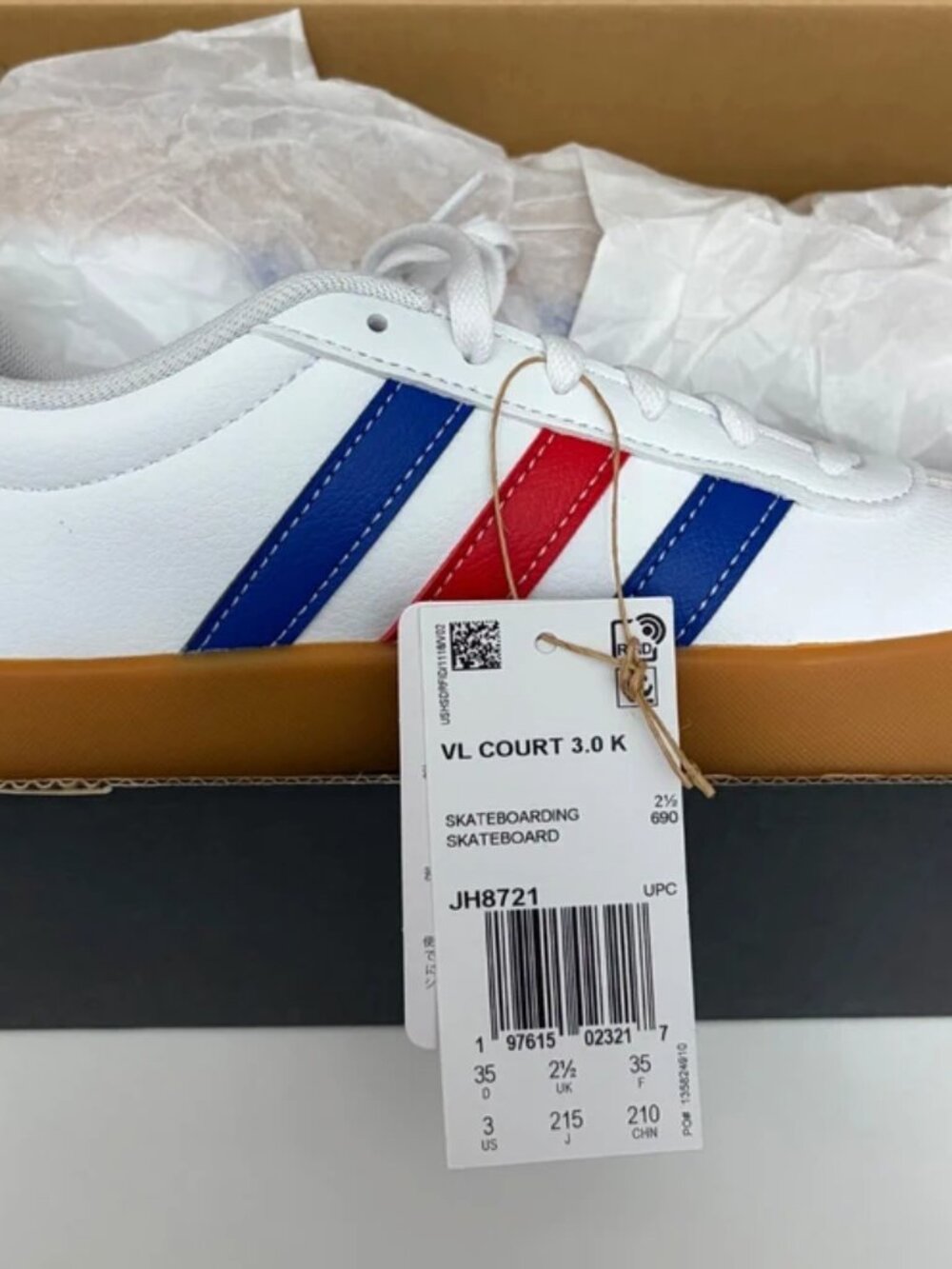 Brand New Adidas VL Court 3.0 Shoes Kids Size 3.